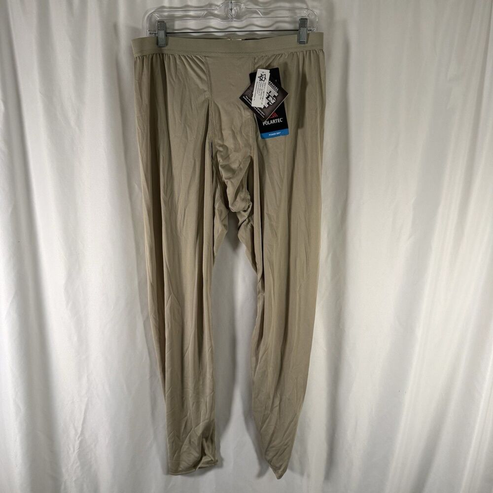 New Polartec Official US Army Drawers Men's Large Tan Lightweight Cold Weather